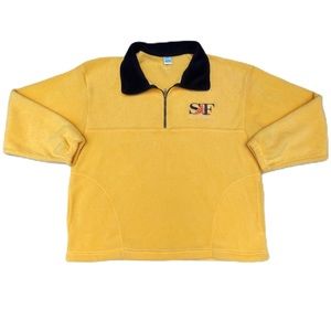 Vintage 90s San Francisco California Yellow Zip Up Fleece Quarter Zip Sweater